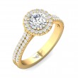 FlyerFit® 18K Yellow Gold Micropave Halo Engagement Ring