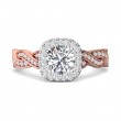 FlyerFit® 18K Pink Gold Shank And White Gold Top Split Shank Engagement Ring