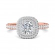 FlyerFit® 18K Pink Gold Shank And White Gold Top Micropave Halo Engagement Ring