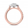 FlyerFit® 18K Pink Gold Shank And White Gold Top Micropave Halo Engagement Ring