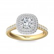 FlyerFit® 14K Yellow and 14K White Gold Micropave Halo Engagement Ring