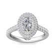 FlyerFit® 18K White Gold Micropave Halo Engagement Ring