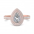 FlyerFit® 14K Pink Gold Micropave Halo Engagement Ring