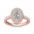 FlyerFit® 18K Pink Gold Micropave Halo Engagement Ring