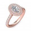 FlyerFit® 18K Pink Gold Micropave Halo Engagement Ring