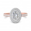 FlyerFit® 18K Pink Gold Shank And White Gold Top Micropave Halo Engagement Ring