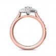 FlyerFit® 18K Pink Gold Shank And White Gold Top Micropave Halo Engagement Ring