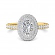 FlyerFit® 18K Yellow Gold Shank And White Gold Top Micropave Halo Engagement Ring