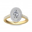 FlyerFit® 18K Yellow Gold Shank And White Gold Top Micropave Halo Engagement Ring