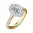 FlyerFit® 18K Yellow Gold Shank And White Gold Top Micropave Halo Engagement Ring