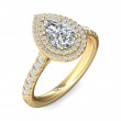 FlyerFit® 14K Yellow Gold Micropave Halo Engagement Ring