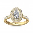 FlyerFit® 18K Yellow Gold Micropave Halo Engagement Ring