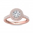 FlyerFit® 18K Pink Gold Micropave Halo Engagement Ring