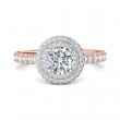 FlyerFit® 14K Pink Gold Shank And White Gold Top Micropave Halo Engagement Ring