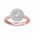 FlyerFit® 14K Pink Gold Shank And White Gold Top Micropave Halo Engagement Ring