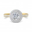 FlyerFit® 18K Yellow Gold Shank And White Gold Top Micropave Halo Engagement Ring