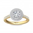 FlyerFit® 18K Yellow Gold Shank And White Gold Top Micropave Halo Engagement Ring