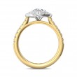 FlyerFit® 18K Yellow Gold Shank And White Gold Top Micropave Halo Engagement Ring