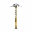 FlyerFit® 18K Yellow Gold Shank And White Gold Top Micropave Halo Engagement Ring