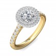 FlyerFit® 18K Yellow Gold Shank And White Gold Top Micropave Halo Engagement Ring