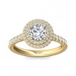 FlyerFit® 18K Yellow Gold Micropave Halo Engagement Ring