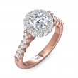 FlyerFit® 14K Pink Gold Shank And White Gold Top Channel and Shared Prong Engagement Ring