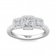 FlyerFit® 18K White Gold Three Stone Engagement Ring