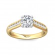 FlyerFit® 18K Yellow Gold Shank And White Gold Top Channel and Shared Prong Engagement Ring