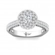 FlyerFit® 14K White Gold Micropave Halo Engagement Ring