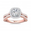 FlyerFit® 18K Pink Gold Shank And White Gold Top Split Shank Engagement Ring