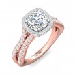 FlyerFit® 18K Pink Gold Shank And White Gold Top Split Shank Engagement Ring