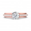 FlyerFit® 14K Pink Gold Shank And White Gold Top Micropave Engagement Ring