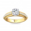 FlyerFit® 18K Yellow Gold Shank And White Gold Top Micropave Engagement Ring