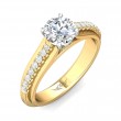 FlyerFit® 18K Yellow Gold Shank And White Gold Top Micropave Engagement Ring