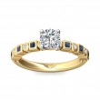 FlyerFit® 18K Yellow Gold Shank And White Gold Top Channel and Shared Prong Engagement Ring