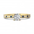 FlyerFit® 18K Yellow Gold Channel and Shared Prong Engagement Ring