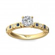 FlyerFit® 18K Yellow Gold Channel and Shared Prong Engagement Ring