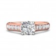 FlyerFit® 14K Pink Gold Shank And White Gold Top Channel and Shared Prong Engagement Ring