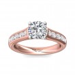 FlyerFit® 14K Pink Gold Shank And White Gold Top Channel and Shared Prong Engagement Ring