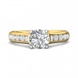 FlyerFit® 18K Yellow Gold Shank And White Gold Top Channel and Shared Prong Engagement Ring