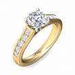 FlyerFit® 18K Yellow Gold Shank And White Gold Top Channel and Shared Prong Engagement Ring