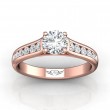 FlyerFit® 18K Pink Gold Channel and Shared Prong Engagement Ring