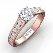 FlyerFit® 18K Pink Gold Shank And White Gold Top Channel and Shared Prong Engagement Ring