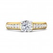 FlyerFit® 18K Yellow Gold Shank And White Gold Top Channel and Shared Prong Engagement Ring