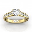 FlyerFit® 18K Yellow Gold Channel and Shared Prong Engagement Ring