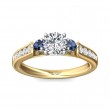 FlyerFit® 18K Yellow Gold Shank And White Gold Top Three Stone Engagement Ring