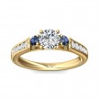 FlyerFit® 18K Yellow Gold Three Stone Engagement Ring