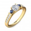 FlyerFit® 18K Yellow Gold Three Stone Engagement Ring