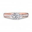 FlyerFit® 18K Pink Gold Shank And White Gold Top Three Stone Engagement Ring