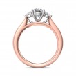 FlyerFit® 18K Pink Gold Shank And White Gold Top Three Stone Engagement Ring